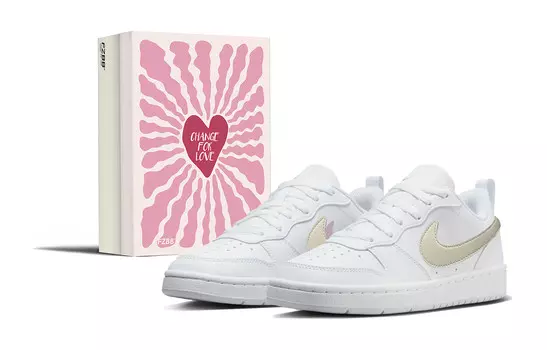 Кроссовки Nike Court Borough Kids' Skateboarding Shoes Grade School, белый/розовый