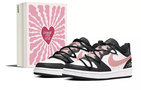 Кроссовки Nike Court Borough Kids' Skateboarding Shoes Grade School, черный/розовый