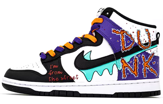 Кастомизированные кроссовки Nike Dunk High Skate Men's, черный/фиолетовый