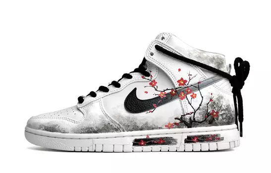 Кроссовки Nike Dunk Skateboard Shoes Unisex High-Top White Black Red