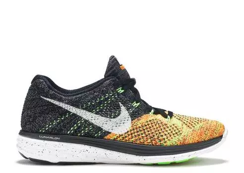 Кроссовки Nike FLYKNIT LUNAR 3 'BLACK ELECTRIC GREEN', черный