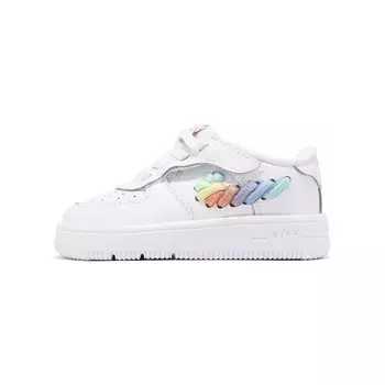 Кроссовки Nike Force 1 Low LV8 EasyOn TD 'Rainbow Lace Swoosh', белый/зеленый