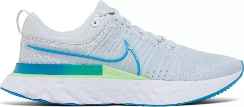 Кроссовки Nike React Infinity Run Flyknit 2 'Pure Platinum Emerald Laser Blue', серый