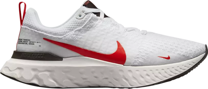 Кроссовки Nike React Infinity Run Flyknit 3 'White Light Crimson', белый