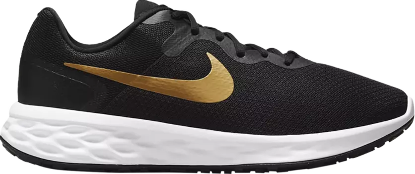 Кроссовки Nike Revolution 6 Extra Wide 'Black Metallic Gold', черный