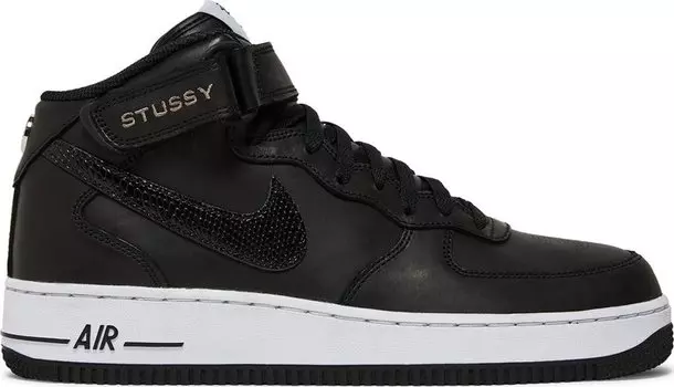 Кроссовки Nike Stussy x Air Force 1 Mid 'Black Snakeskin', черный