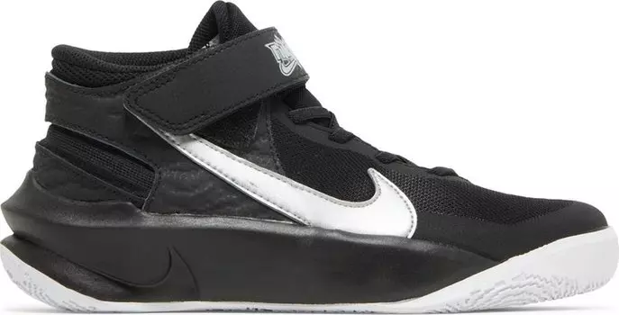 Кроссовки Nike Team Hustle D10 FlyEase GS 'Black Metallic Silver', черный