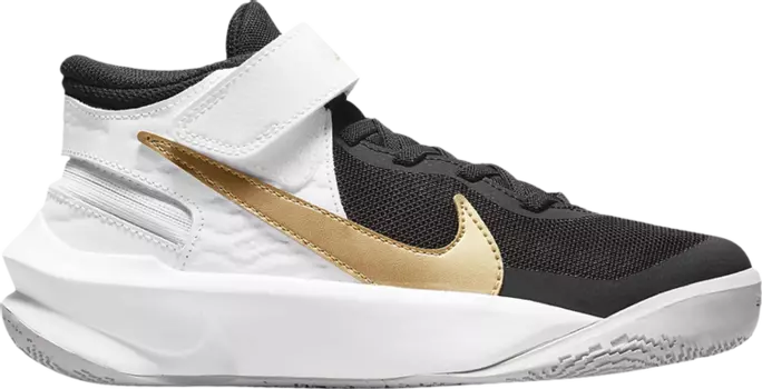 Кроссовки Nike Team Hustle D10 FlyEase GS 'Black White Metallic Gold', черный