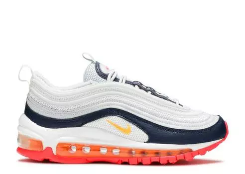 Кроссовки Nike WMNS AIR MAX 97 'PLATINUM NAVY ORANGE', платиновый