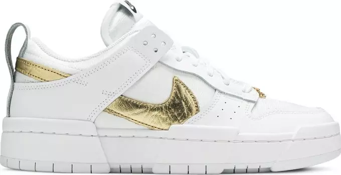 Кроссовки Nike Wmns Dunk Low Disrupt 'White Metallic Gold', белый