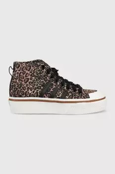 Кроссовки Nizza на платформе Mid adidas Originals, коричневый