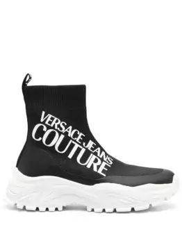 Кроссовки-носки с логотипом Versace Jeans Couture, черный
