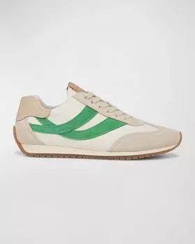 Кроссовки Oasis в стиле ретро из смешанной кожи Vince, цвет Milk White/Emerald Green