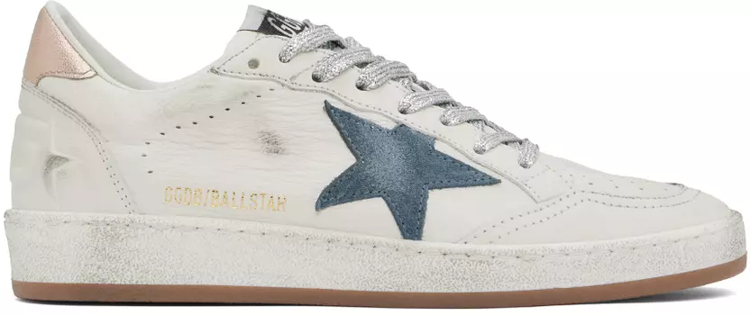 Кроссовки Off-White Ball Star Golden Goose, White/Smoke blue/Pea