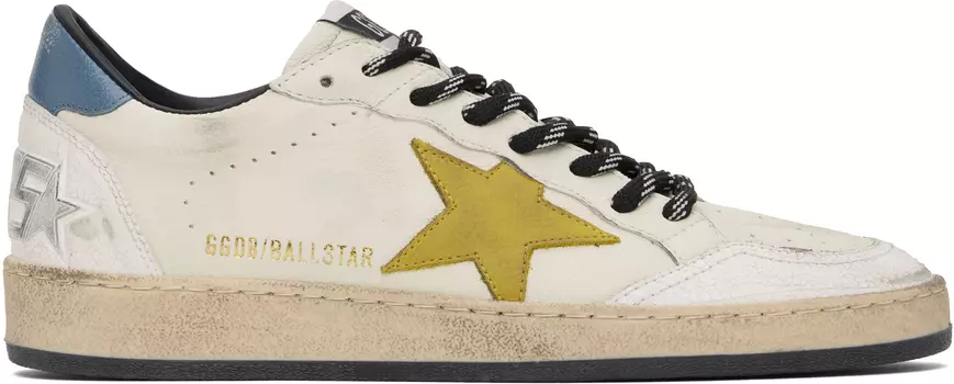 Кроссовки Off-White Ball Star Golden Goose, White/Honey/Water blue