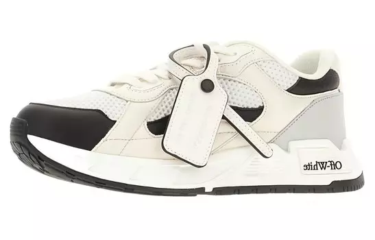 Кроссовки OFF-WHITE Kick Off Leather Sneakers, черный/белый/серый