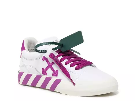 Кроссовки Off White Low Vulcanized Canvas, белый/фиолетовый/темно-зеленый
