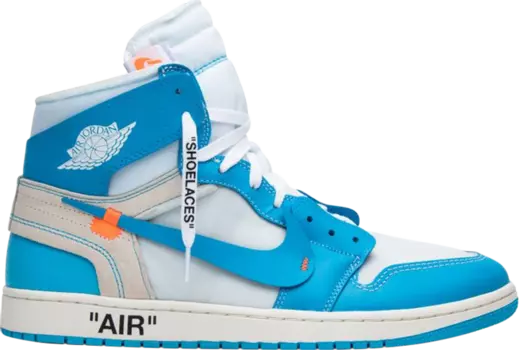 Кроссовки Off-White x Air Jordan 1 Retro High OG UNC Sample, синий