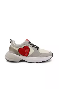 Кроссовки Offwhite/Pearl с красным логотипом в виде сердца для женщин/девочек Love Moschino, белый