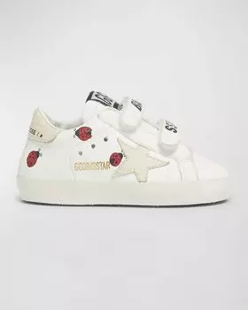 Кроссовки Old School из кожи наппа для девочек с изображением божьей коровки, детские Golden Goose, цвет White Ivory Red