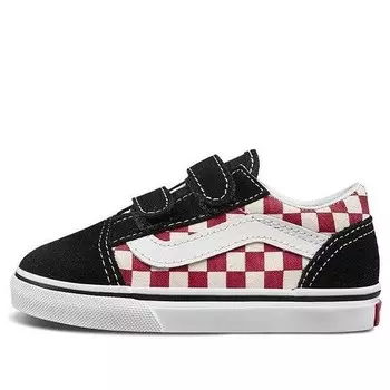 Кроссовки old skool v 'checkerboard - black red' Vans, красный