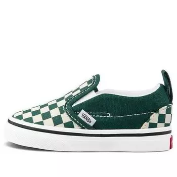Кроссовки old skool v toddler green/white checkboard Vans, зеленый