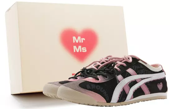 Кроссовки Onitsuka Tiger MEXICO 66 Lifestyle Shoes Unisex Low-top Black/pink/white, черный/розовый