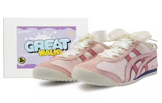 Кроссовки Onitsuka Tiger MEXICO 66 Lifestyle Shoes Unisex Low-top Pink/Yellow, розовый