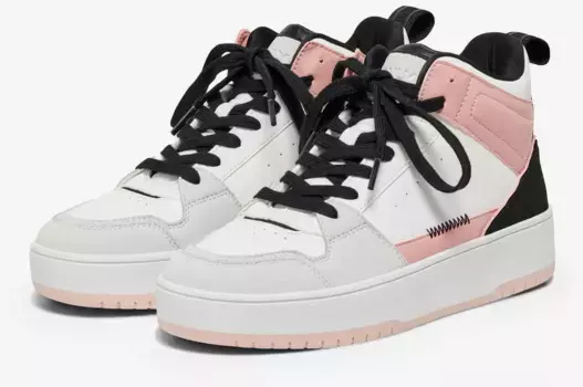 Кроссовки ONLY Shoes "ONLSAPHIRE-2", высокие кроссовки, повседневная обувь, шнуровка, модная подошва на платформе, цвет Wei-Schwarz-Ros