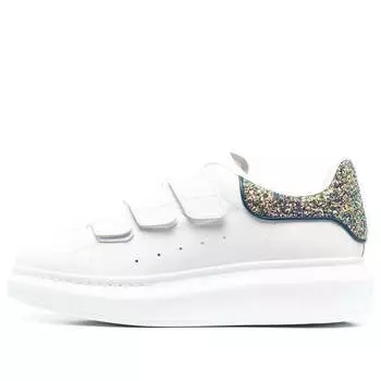 Кроссовки oversized triple strap sneaker 'white glittered' Alexander Mcqueen, белый