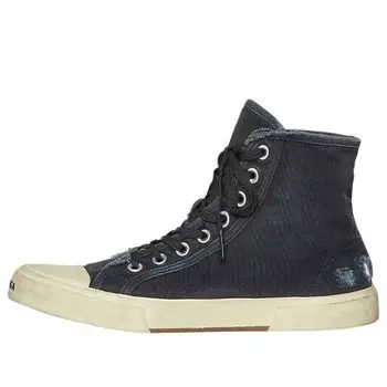 Кроссовки paris high top sneakers 'black destroyed denim and white rubber' Balenciaga, синий