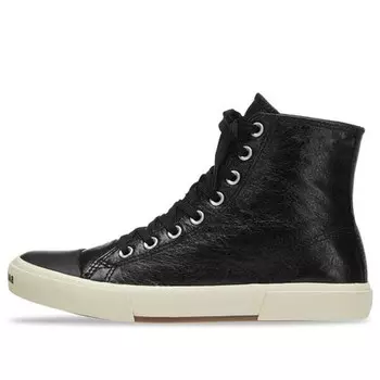 Кроссовки paris high top sneakers 'black leather and white rubber' Balenciaga, черный