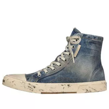 Кроссовки paris high top sneakers 'blue destroyed denim and rubber' Balenciaga, синий