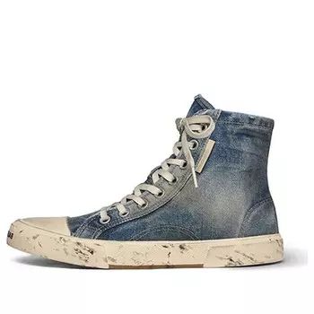 Кроссовки paris high top sneakers 'blue destroyed denim and rubber' Balenciaga, синий