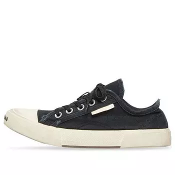 Кроссовки paris low top sneakers 'black destroyed cotton and white rubber' Balenciaga, черный