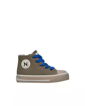 Кроссовки парусиновые для мальчика на шнуровке Naturino, цвет Verde Militar