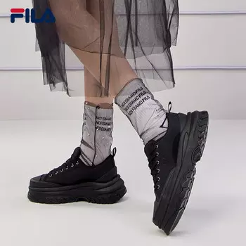 Кроссовки парусиновые женские Fila на толстой подошве, черный