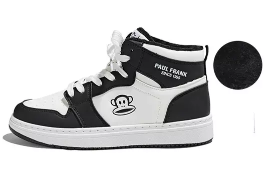 Кроссовки paul frank Skateboarding Shoes Unisex High-top Black, белый/черный