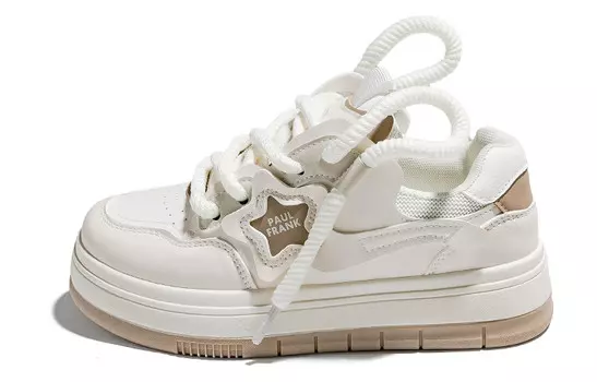 Кроссовки paul frank Skateboarding Shoes Women's Low-top Khaki, белый/хаки