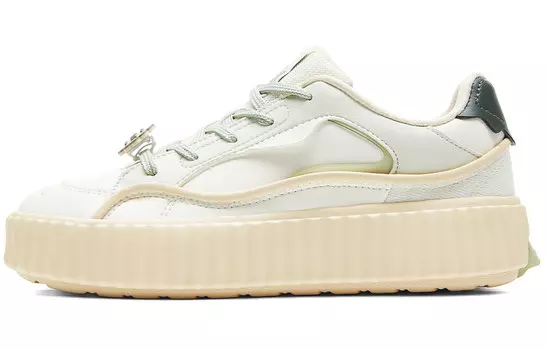 Кроссовки PEAK Lifestyle Shoes Women's Low-top Off-White/Green, белый/зеленый