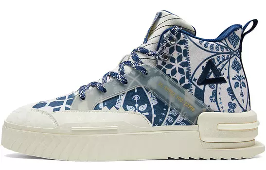 Кроссовки PEAK Skateboarding Shoes Men High-top Silence Blue, синий