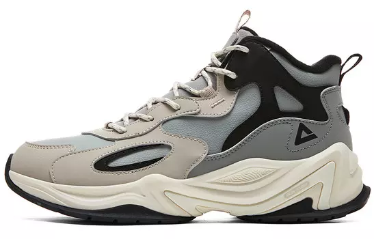 Кроссовки PEAK Skateboarding Shoes Men High-top Light Gray-black, черный