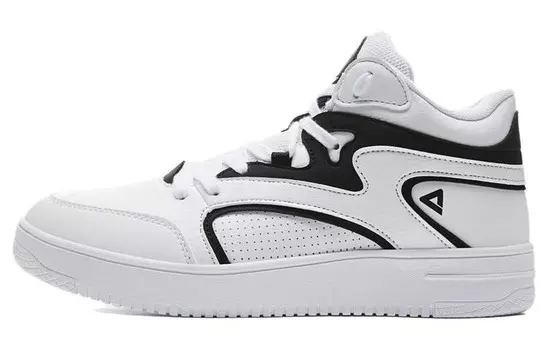 Кроссовки PEAK Skateboarding Shoes Men High-top White/Black, белый/черный