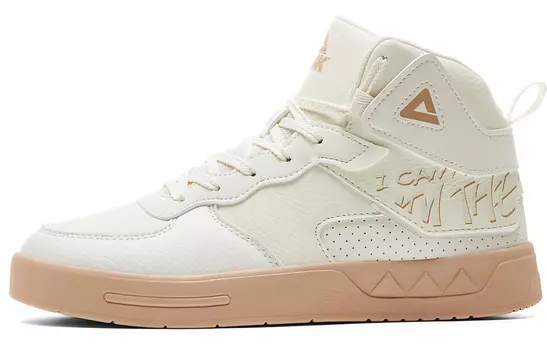 Кроссовки PEAK Skateboarding Shoes Women's High-top Canvas White, белый