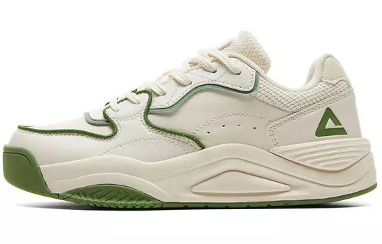 Кроссовки PEAK Skateboarding Shoes Women's Low-top Beige/green, белый/зеленый