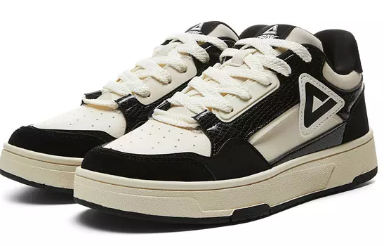 Кроссовки PEAK State Pole Pictorial Skateboarding Shoes Men Low-top Black / Rice Hundred, черный/бежевый
