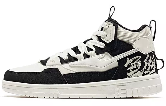 Кроссовки Peerless Master Skateboard женские с высоким берцем цвета слоновой кости/черного цвета Erke