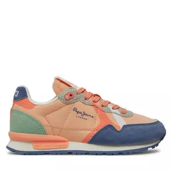 Кроссовки Pepe Jeans Brit Print G PGS40001 Lagoon Blue 539, оранжевый