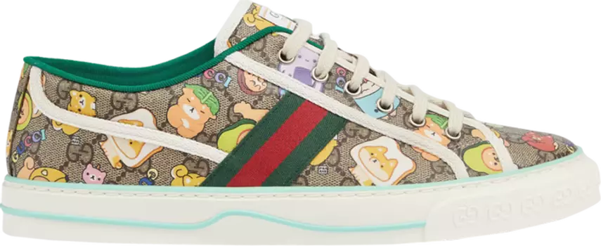 Кроссовки Pikarar x Gucci Tennis 1977 'GG Animal Print', коричневый