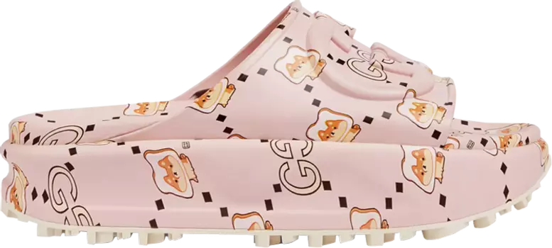 Кроссовки Pikarar x Gucci Wmns Slide Sandal 'GG Animal Print - Light Pink', розовый